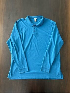 L.L. Bean Men's Long-Sleeve Polo - Bright Blue